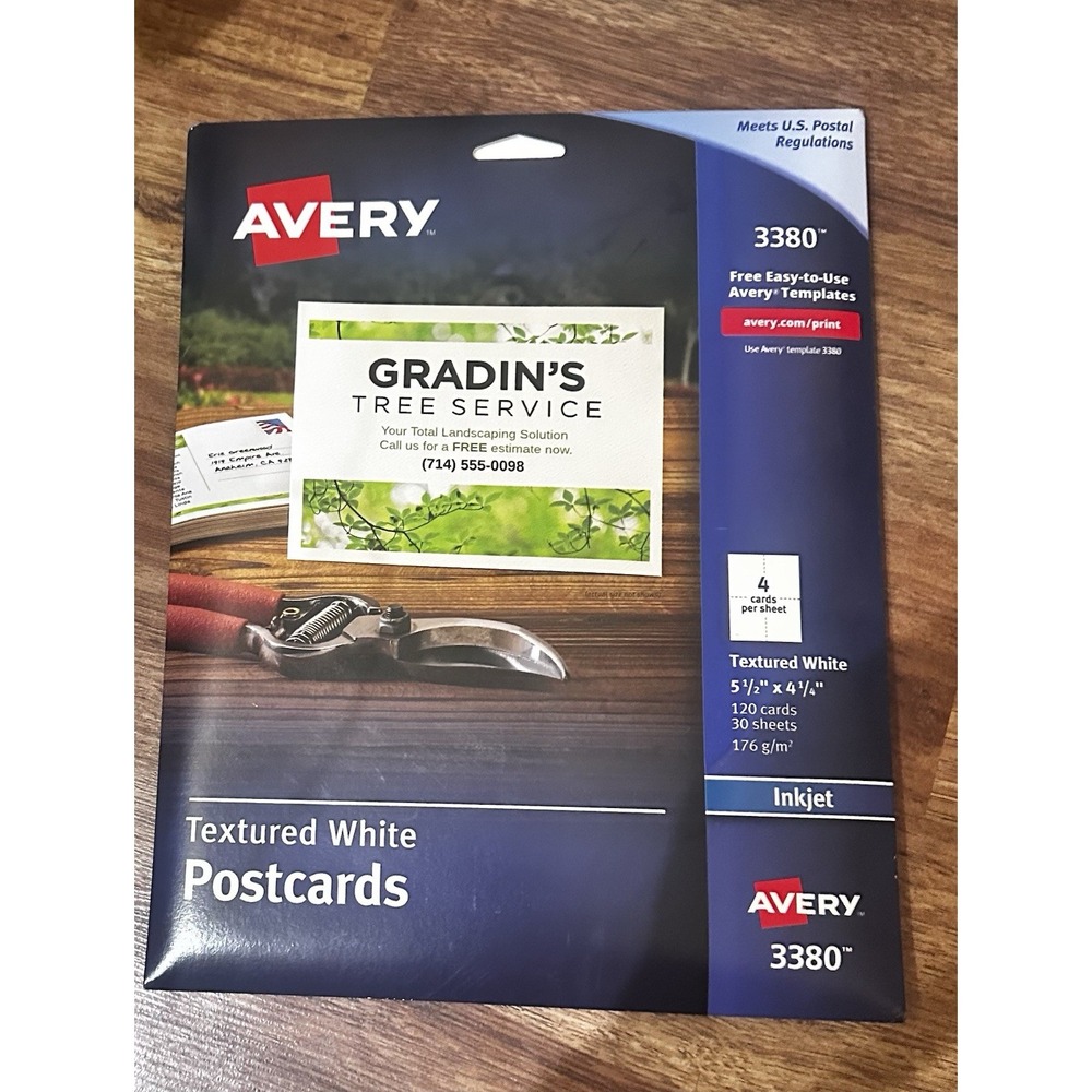 Avery 3380 Textured White 5.5" x 4.25" Postcards, Inkjet, 120 Cards, 30 Sheets